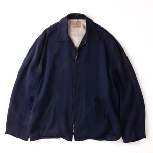 【極美品】50s Vintage Special rayon jacket swing top  blouson made in USA about Size46 fade navy CONMATIC zip  /  50年代 スペシャル ヴィンテージ レーヨン スウィングトップ  ジャケット USA製 サイズ46 実寸XL程度 フェード ネイビー ナス紺 ミントコンディション