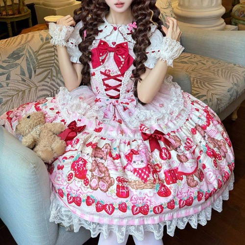 ゆめかわ♡全5カラー　バックリボン付きクマさんJSK　wanpi166