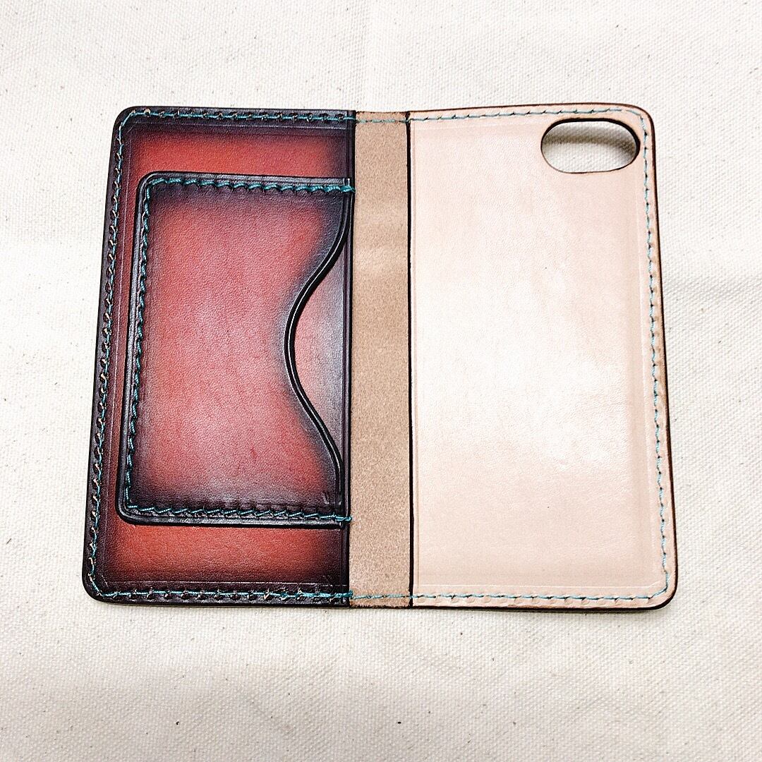 iPhone スマートフォン 手帳型ケース グラデーション染色 見開き