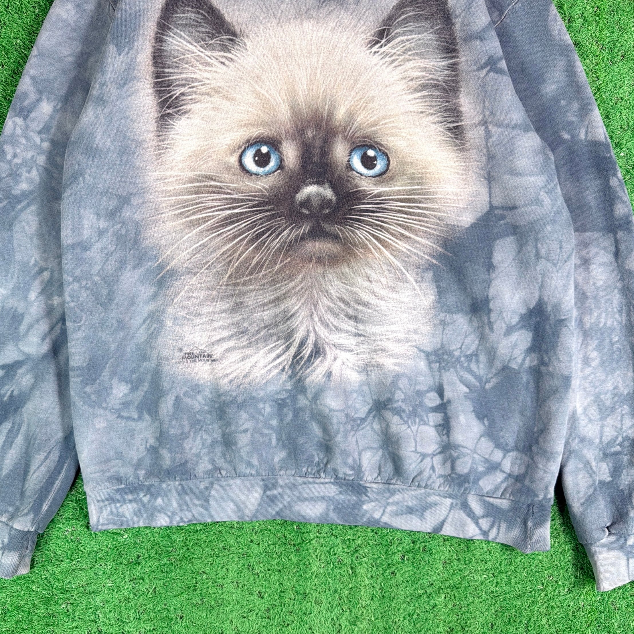 カネコアヤノ愛猫スウェット・トレーナー Mサイズ Men's】 THE MOUNTAIN ネコ グラフィック ムラ染め スウェットシャツ