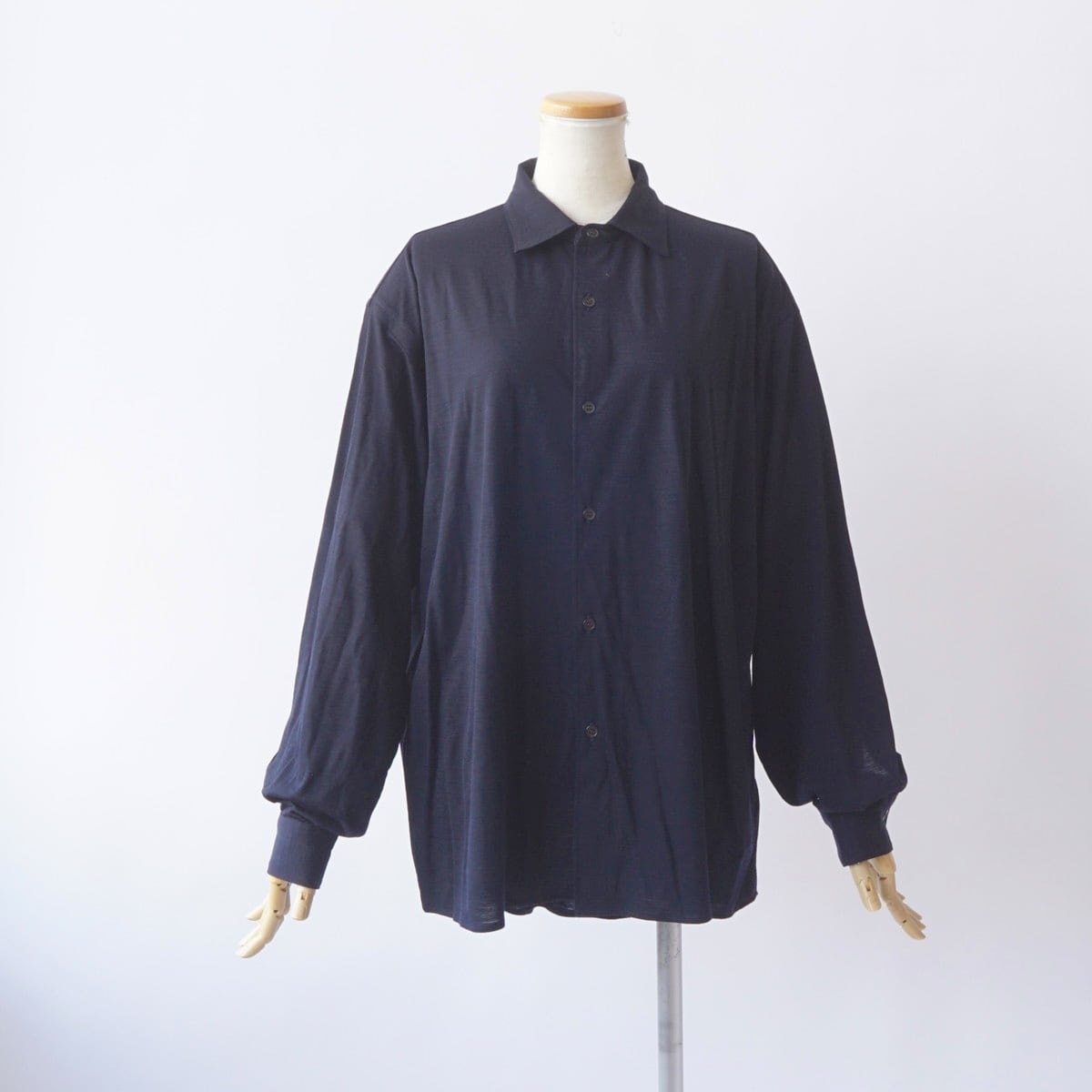 BATONER バトナー　長袖シャツ ネイビー BATONER/バトナー・REGULAR COLLAR MERIYASU SHIRT | a flat shop