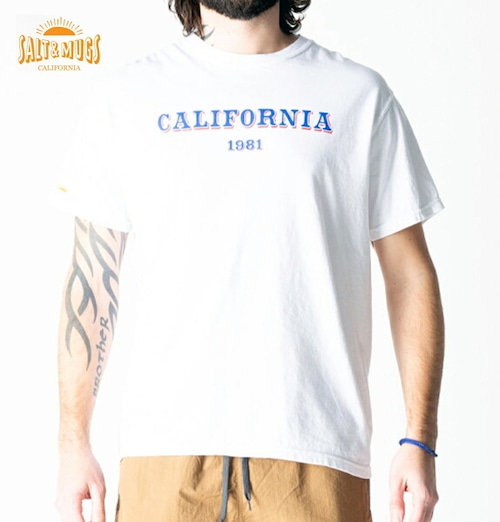 ソルトアンドマグス Tシャツ 半袖 メンズ SALT&MUGS CALIFORNIA 1981 TEE WHITE