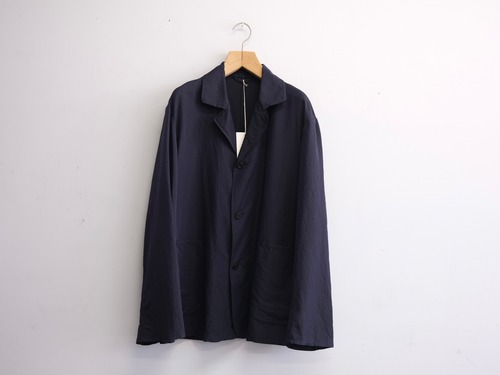 ULTERIOR” WASHED WOOL SILK TWILL JKT FRENCH NAVY”