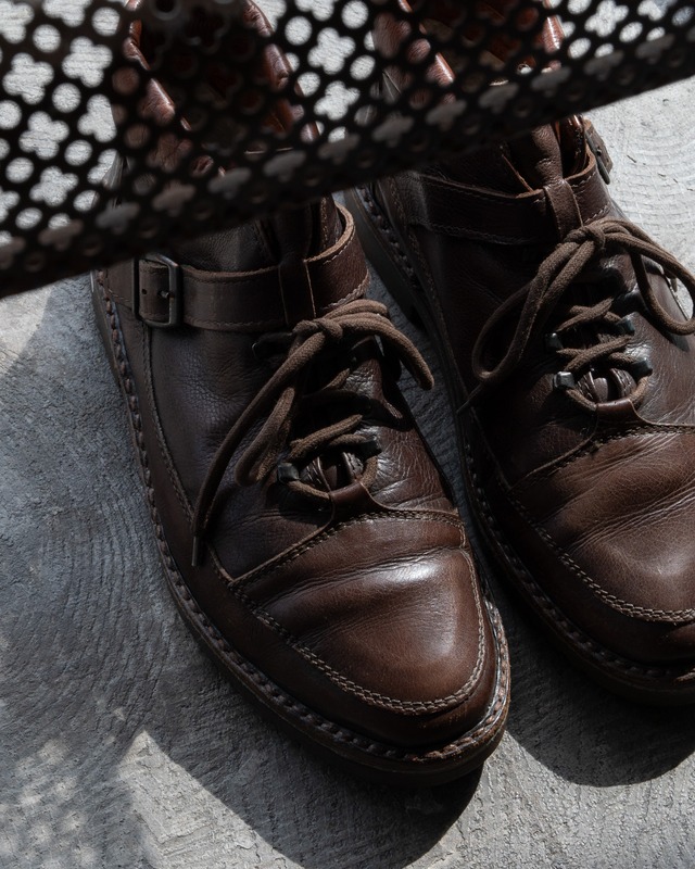 80s~ leather buckle boots / shearling lining /Made in ITALY