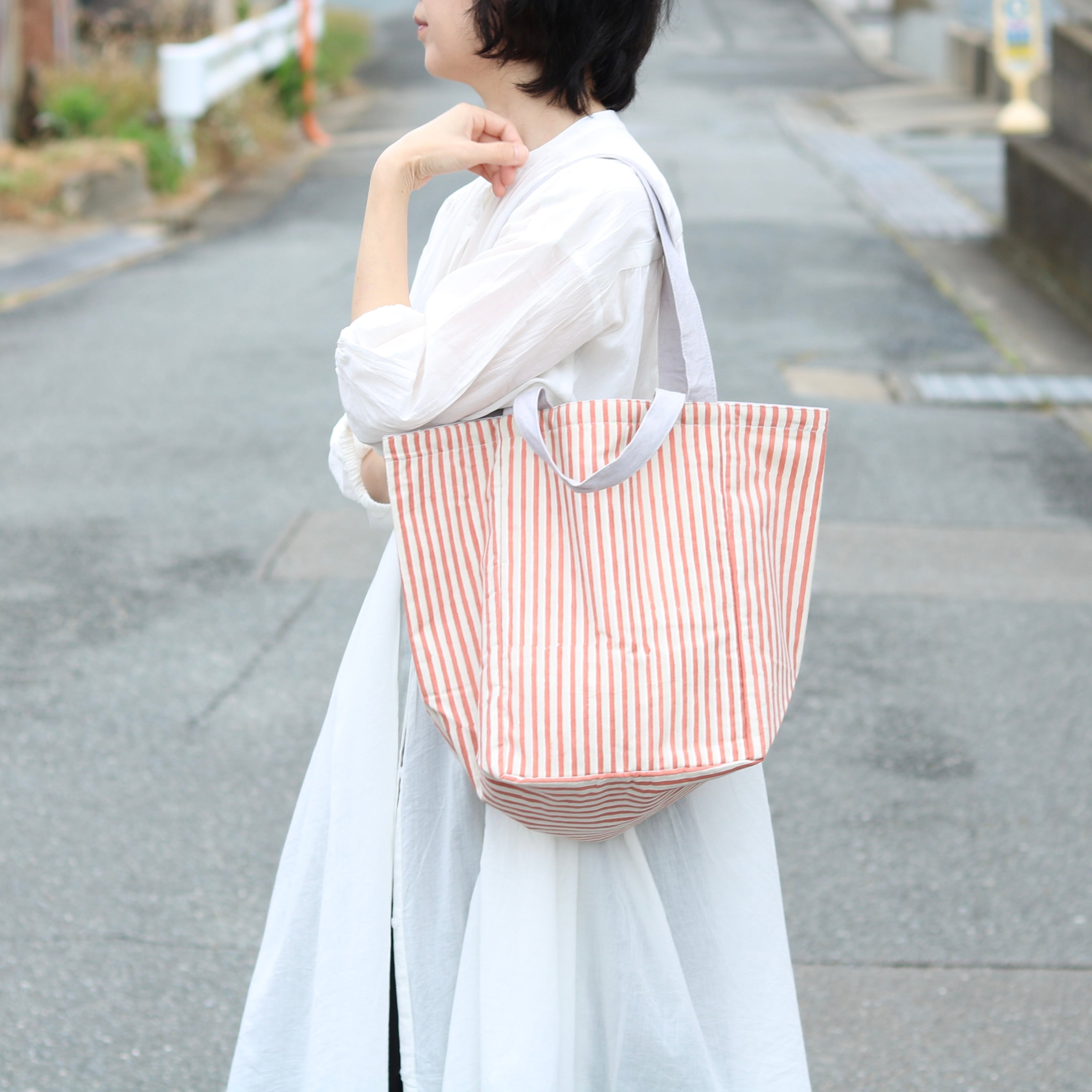 shesay ブロックプリント 2wayストライプ トートバッグ | Zakka so-la