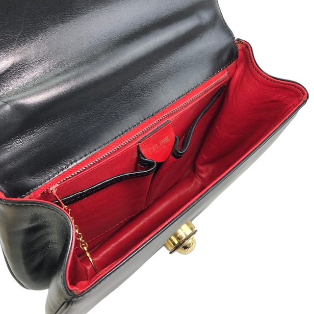CELINE セリーヌ ハンドバッグ ブラック スターボール レザー トップハンドル vintage ヴィンテージ オールド idde2j