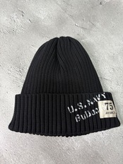 AVIREX / アヴィレックス SURPLUS STENCILPRINT COTTON KNITWATCH ニット帽 ワッチ ブラック