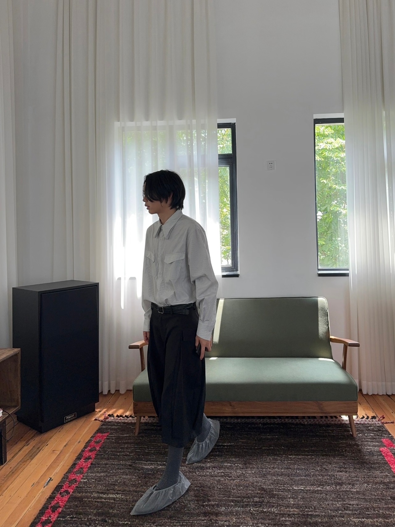 Nothingnoth 25AW Paper Collar Striped Shirt