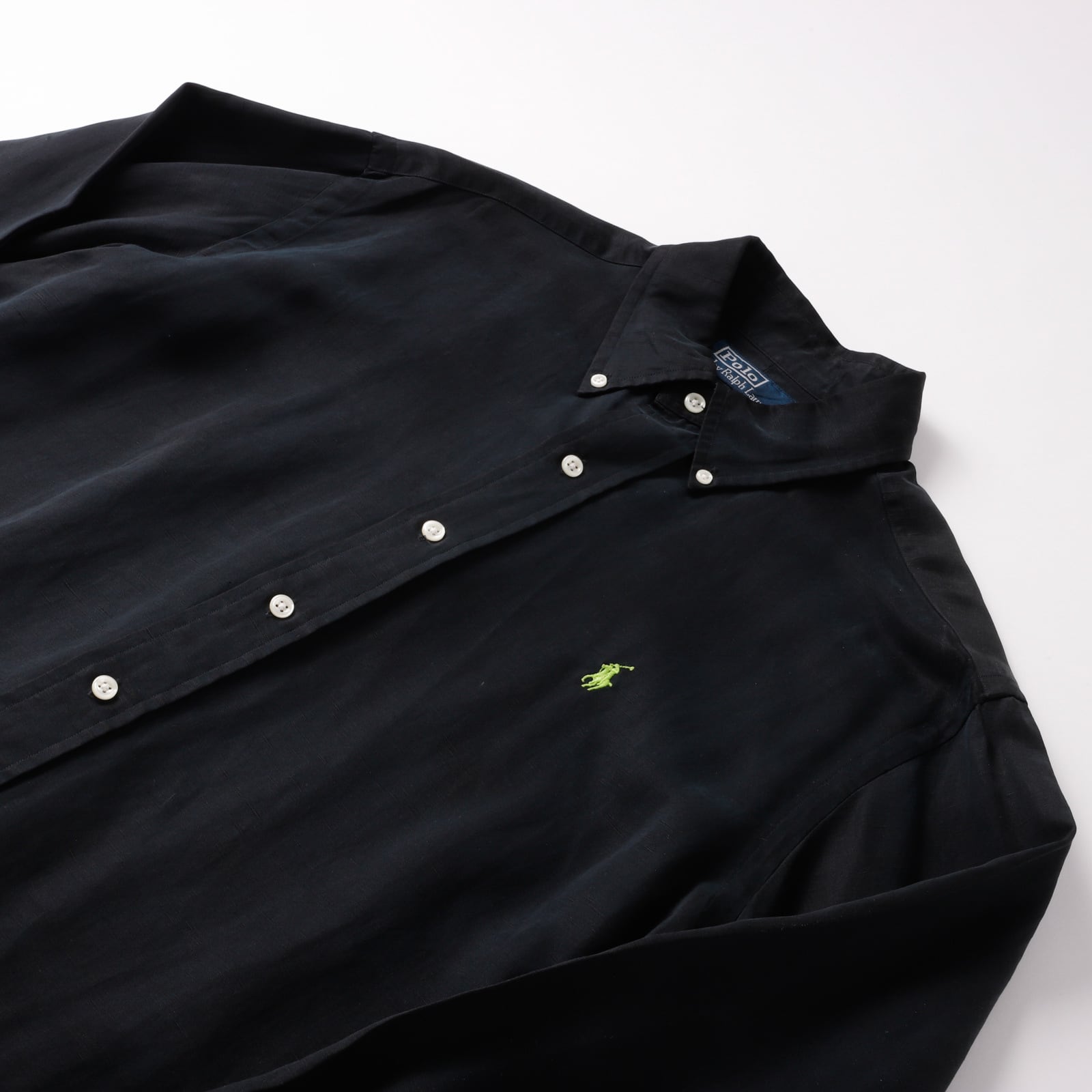 極美品】80s Ralph Lauren special silk linen shirt Black big size