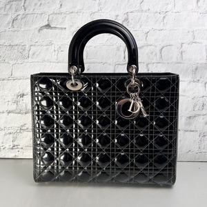 Dior  エナメル  カナージュ  ハンドバッグ ブラック A-12707