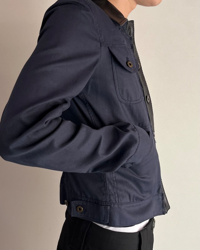 【00's MIUMIU】leather switching trucker jacket