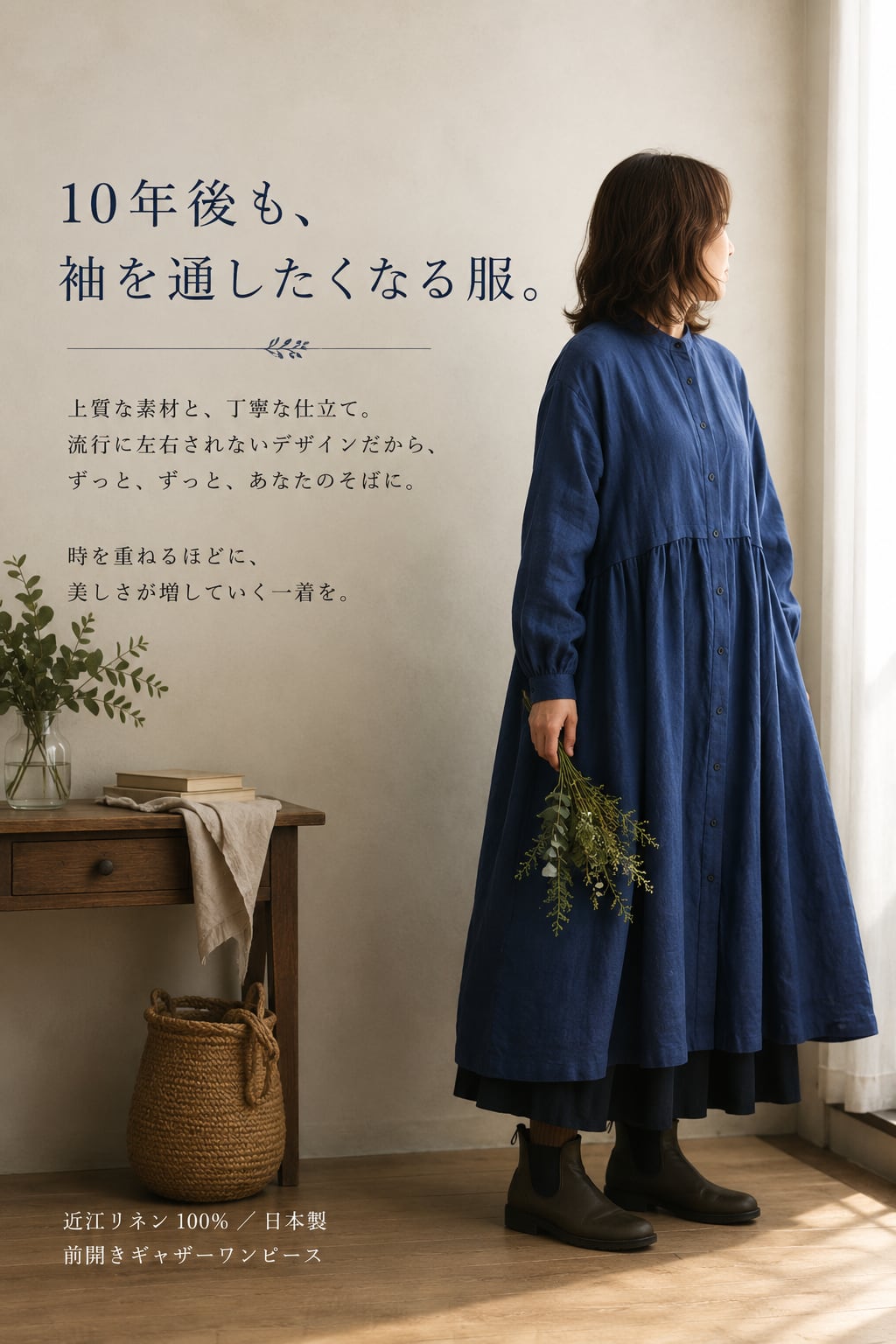 ワイズ カットオフ加工 リネン ロングワンピース 綿 レディース Y's