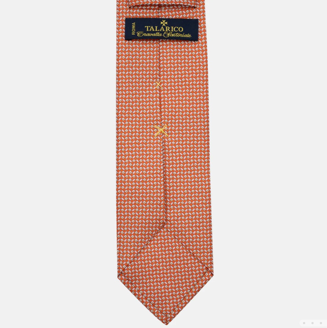 3-Fold Silk Tie, Micro Pattern, Orange - T561920