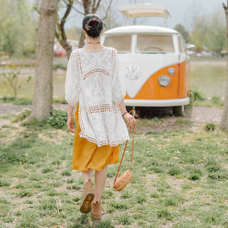 カーディガンコットンリネン夏のエアコンショールの妖精とビーチの外のビーチの長いセクションで旅行休暇風日焼け止めジャケット ドリームホーストラベル婦人服64774760890