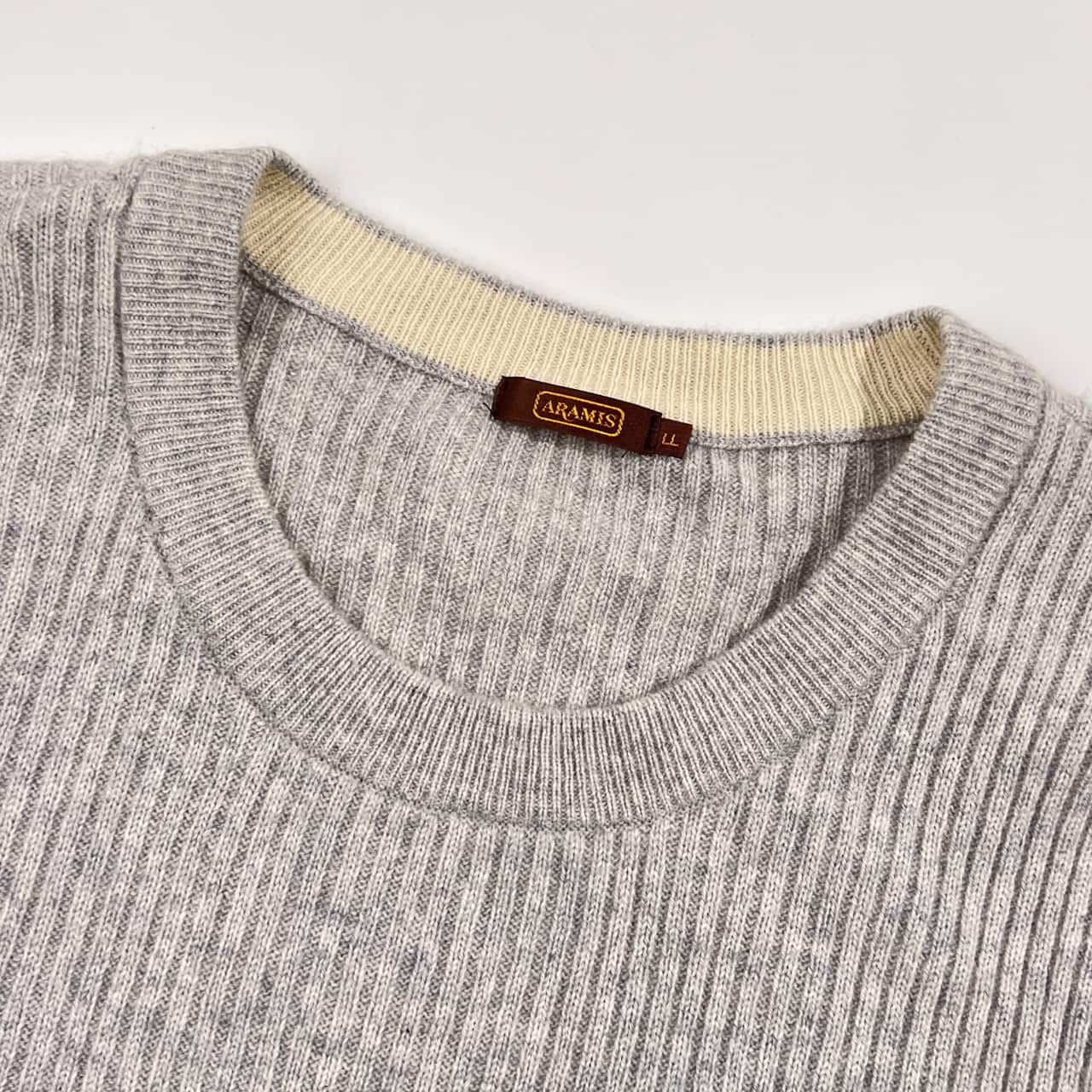 カシミヤ100% ARAMIS アラミス リブ編み ニット ベスト LL/グレー メンズ