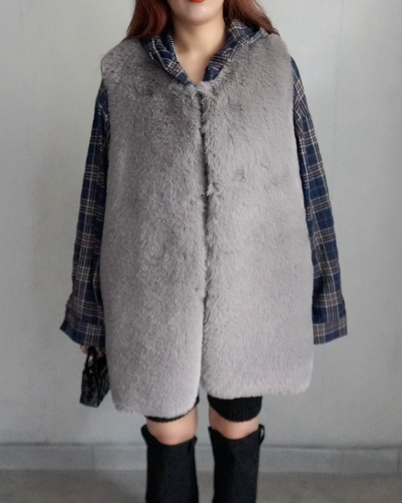 reversible eco far／fake mouton VT／Graybeige