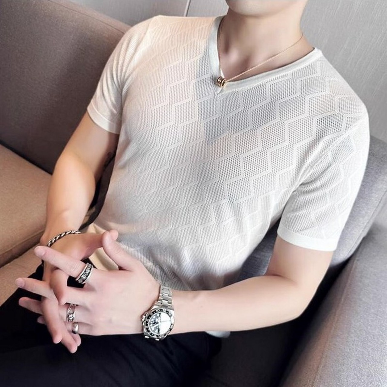 v neck business slim stretch tops 00128