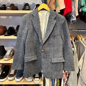 HARRIS TWEED WOOL JACKET GRAY CHECK
