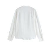 フランス製リネンVネック刺繍ブラウス