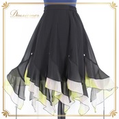 社交ダンス 衣装 スタンダード スカート レッスンウェア 女性用 レディース オールシーズン 黒 ハチロー イエロー系 ブラック系 ホワイト系 ビジュー 黄色 白 無地 シンプル ポリエステル ナイロン おしゃれ フレアスカート エレガント ダンス用 おすすめ