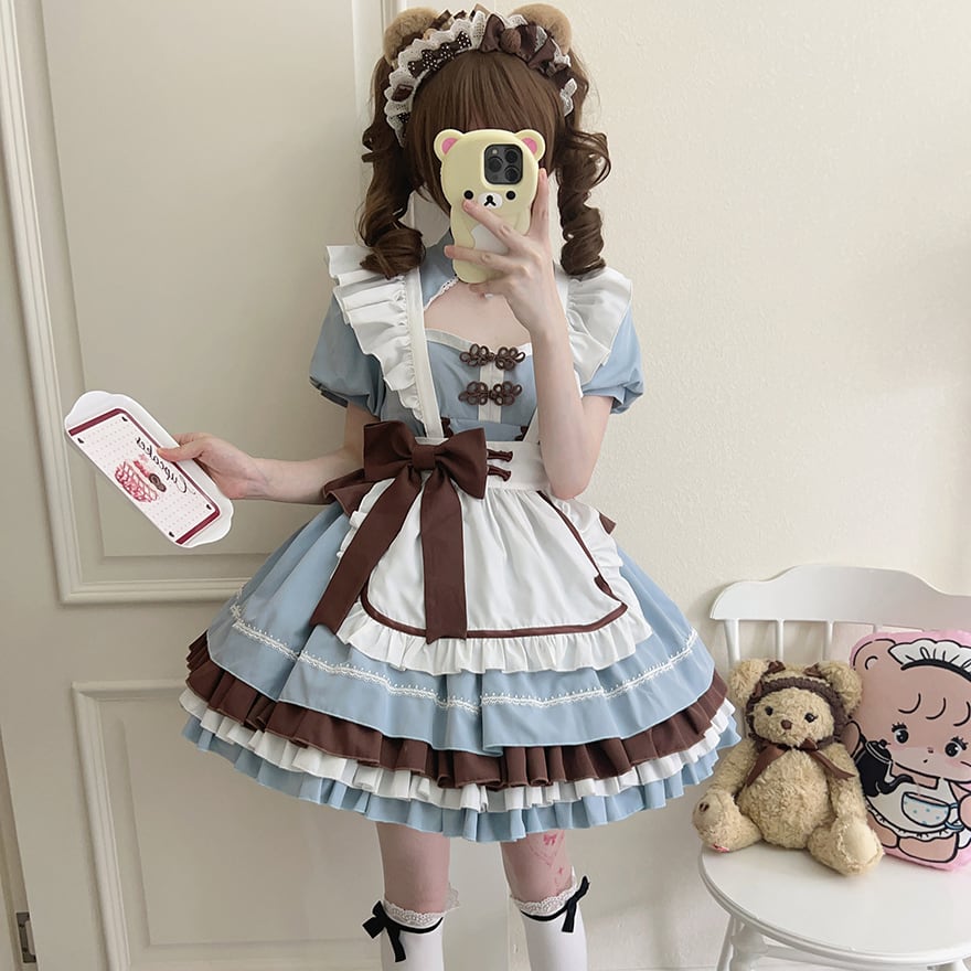 SEASONZ メイド服 中華ロリータ パンダ リボン フリル メイド