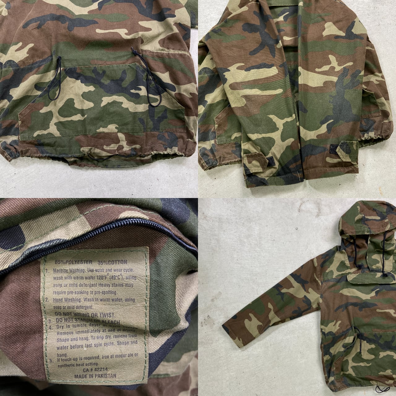 90s アノラックパーカー　迷彩　ミリタリージャケット　y2k パーカー　古着 PARKLANDS CANADA ウッドランドカモ アノラックパーカー 民間品