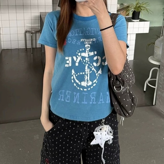 アンカーグラフィックヴィンテージライクTシャツ 2col R02465