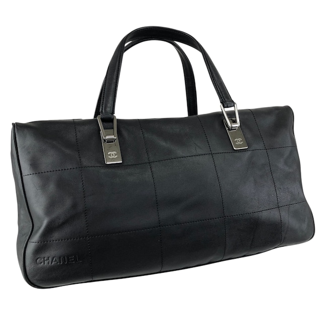 CHANEL シャネル ハンドバッグ ブラック チョコバー レザー ボストンバッグ vintage ヴィンテージ オールド 6gabx8