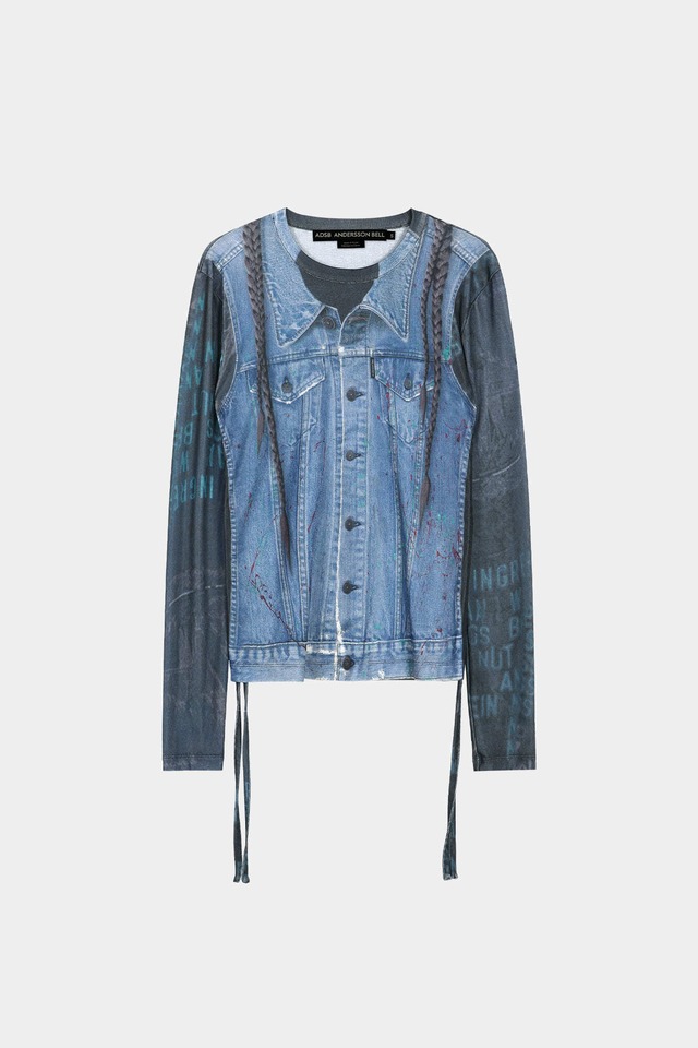 [ANDERSSON BELL] DENIM COLLAGE PRINTED TOP atb1473w(DARK NAVY) 正規品 韓国ブランド 韓国通販 韓国代行 韓国ファッション ANDERSSONBELL アンダーソンベル 日本 店舗