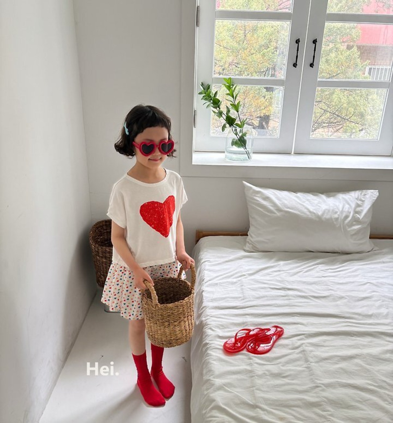 韓国子供服⌇Hei⌇ハートTシャツ⌇26summer⌇半袖Ｔシャツ⌇ *XS~XL*