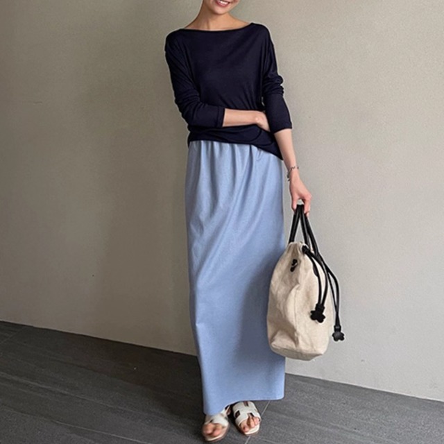 【ボートネックドルマンスリーブ長袖トップス】P02120