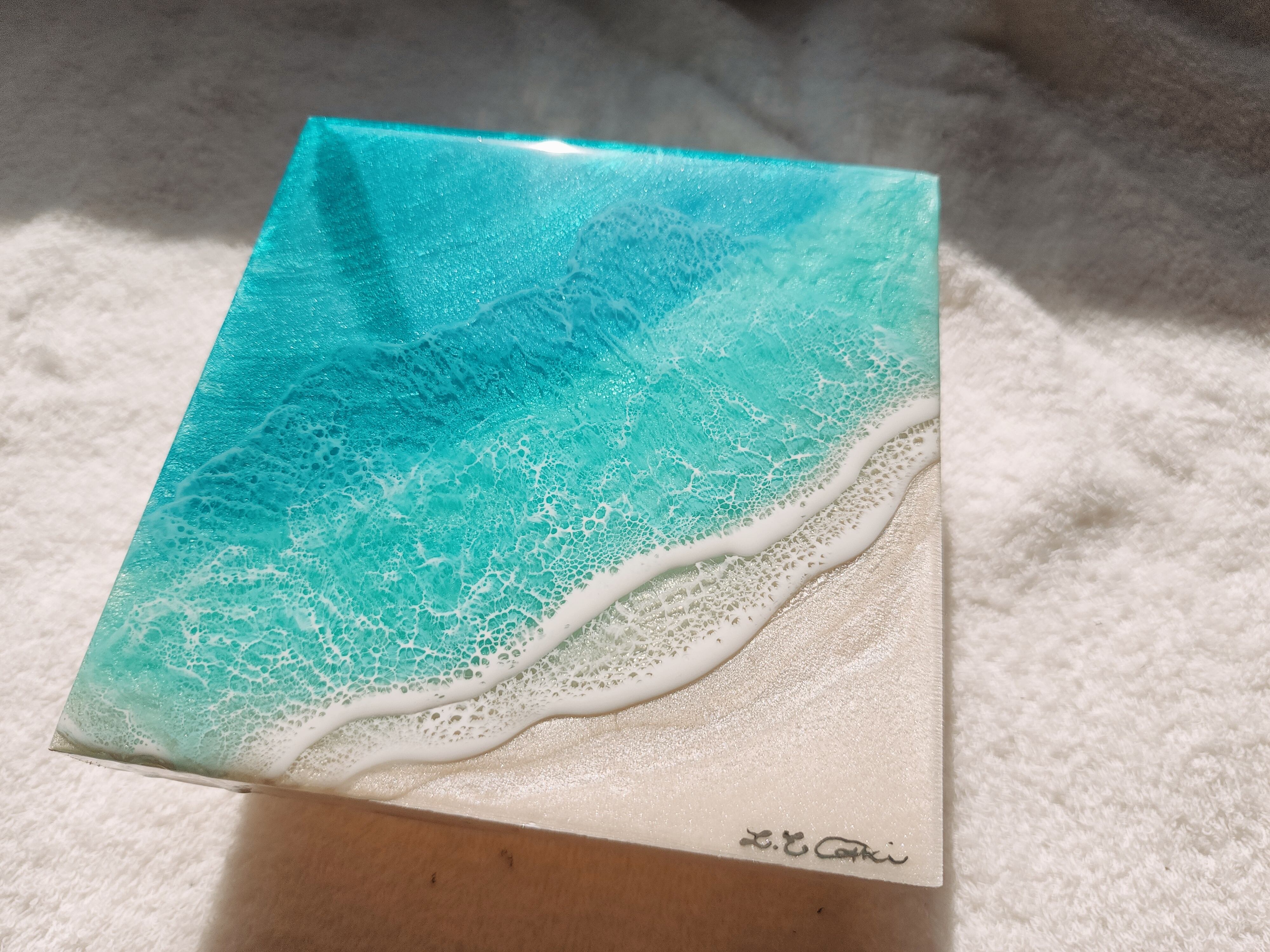 195.オーシャンレジンアート 正方形パネル