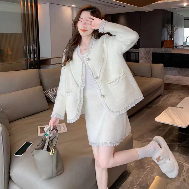 【set】ニットカーデ×スカートセット M19881