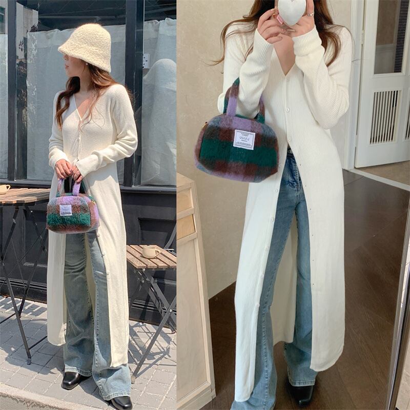 【outer】ロング丈スリットニットカーデ M26801