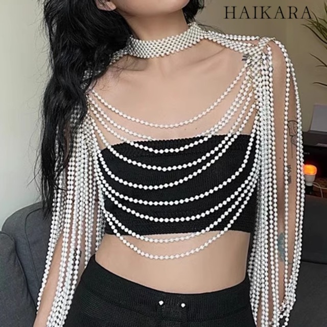 Pearl style chain dress style necklace