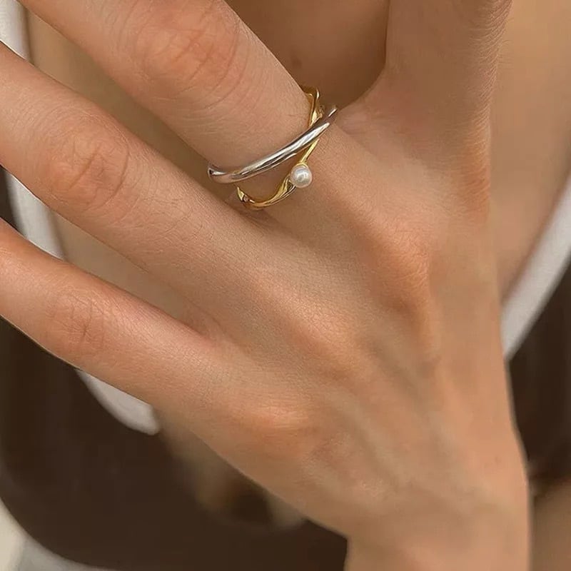 S925 Double Line Pearl Ring | onesea