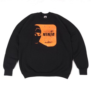 【NINJA】FRUIT OF THE LOOM black sweatshirt L USA製 /90's フルーツオブザルーム ブラックスウェット AMF 忍者