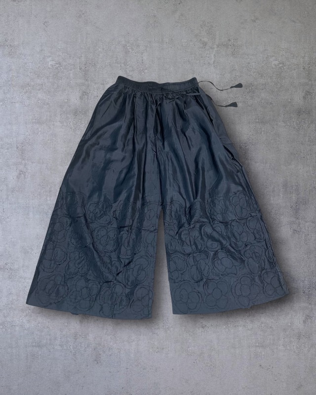 BUNON　Khadi Silk Flower Tuck Pants(Black)