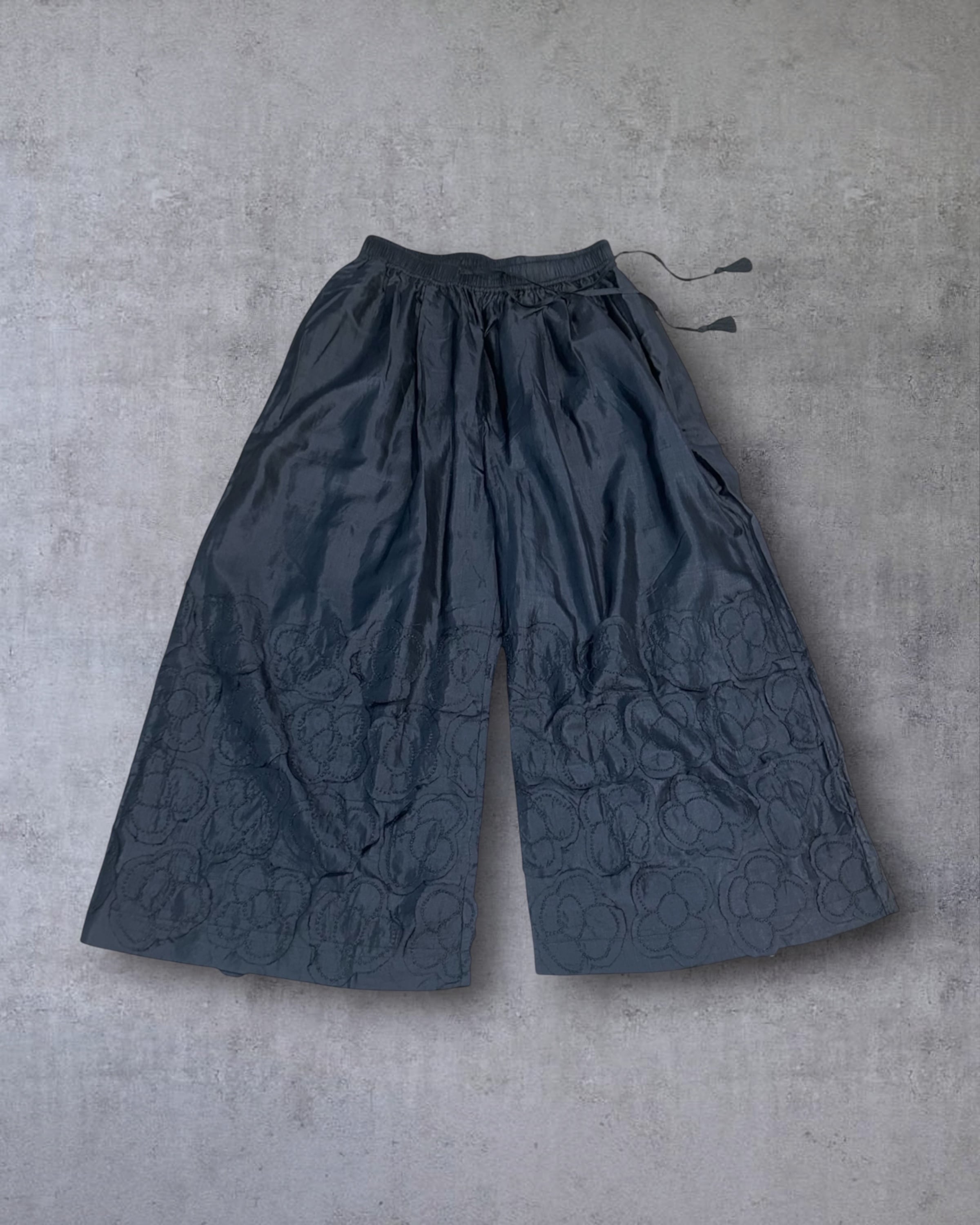 BUNON　Khadi Silk Flower Tuck Pants(Black)