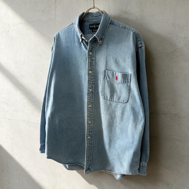 90s Ralph Lauren BIG SHIRT デニムシャツ M ラルフローレン