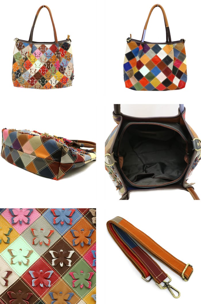 740B【ﾊﾞｯｸﾞ】Estacion～エスタシオン～・蝶々モチーフ本革マルチ2way