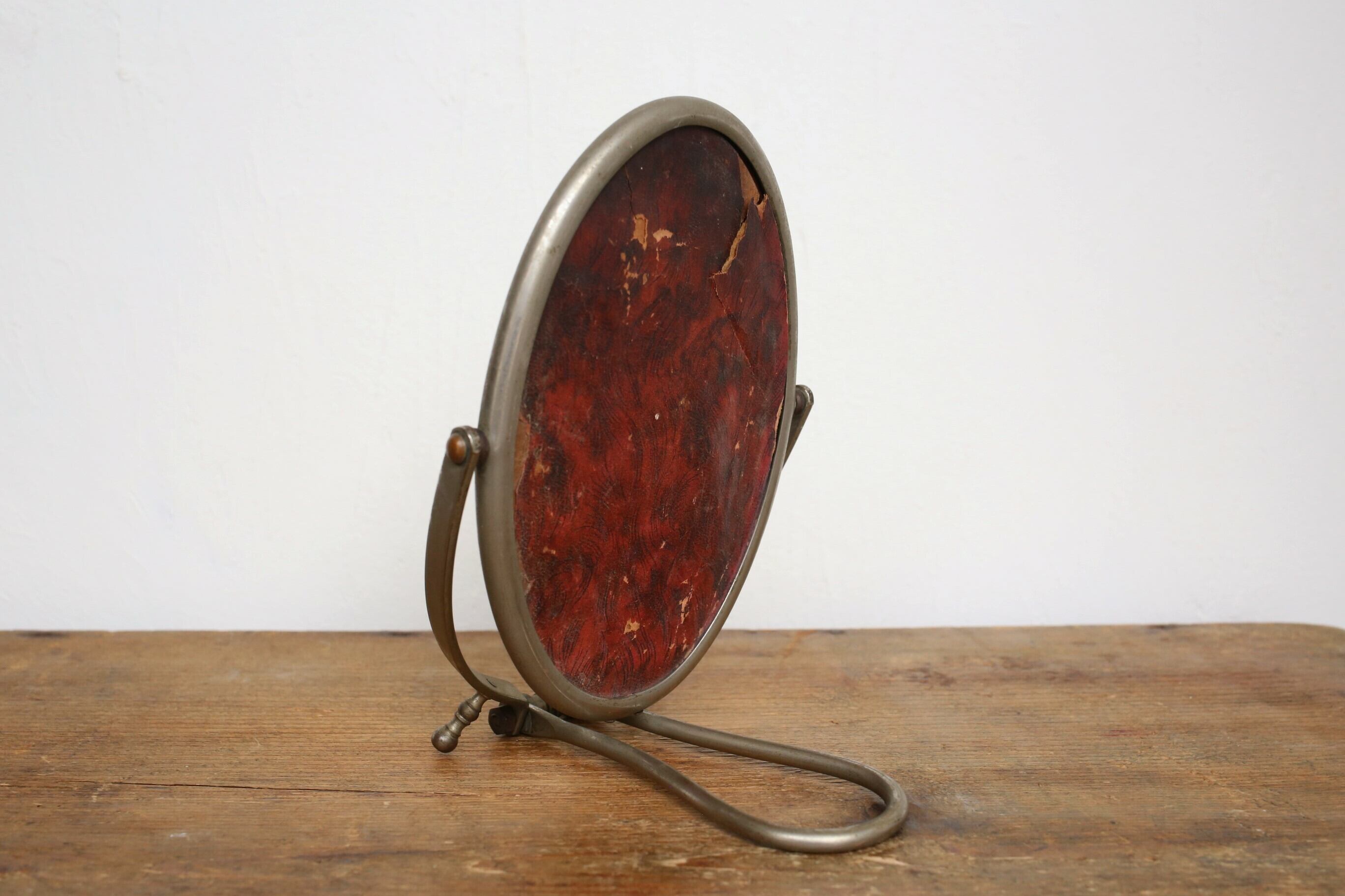 フランスアンティーク　オーバルミラー ロココデコ オーバルウォールミラー 壁掛け鏡（ホワイト）｜Y