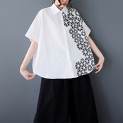 ビッグシルエット フラワー柄 プリントシャツ  30017