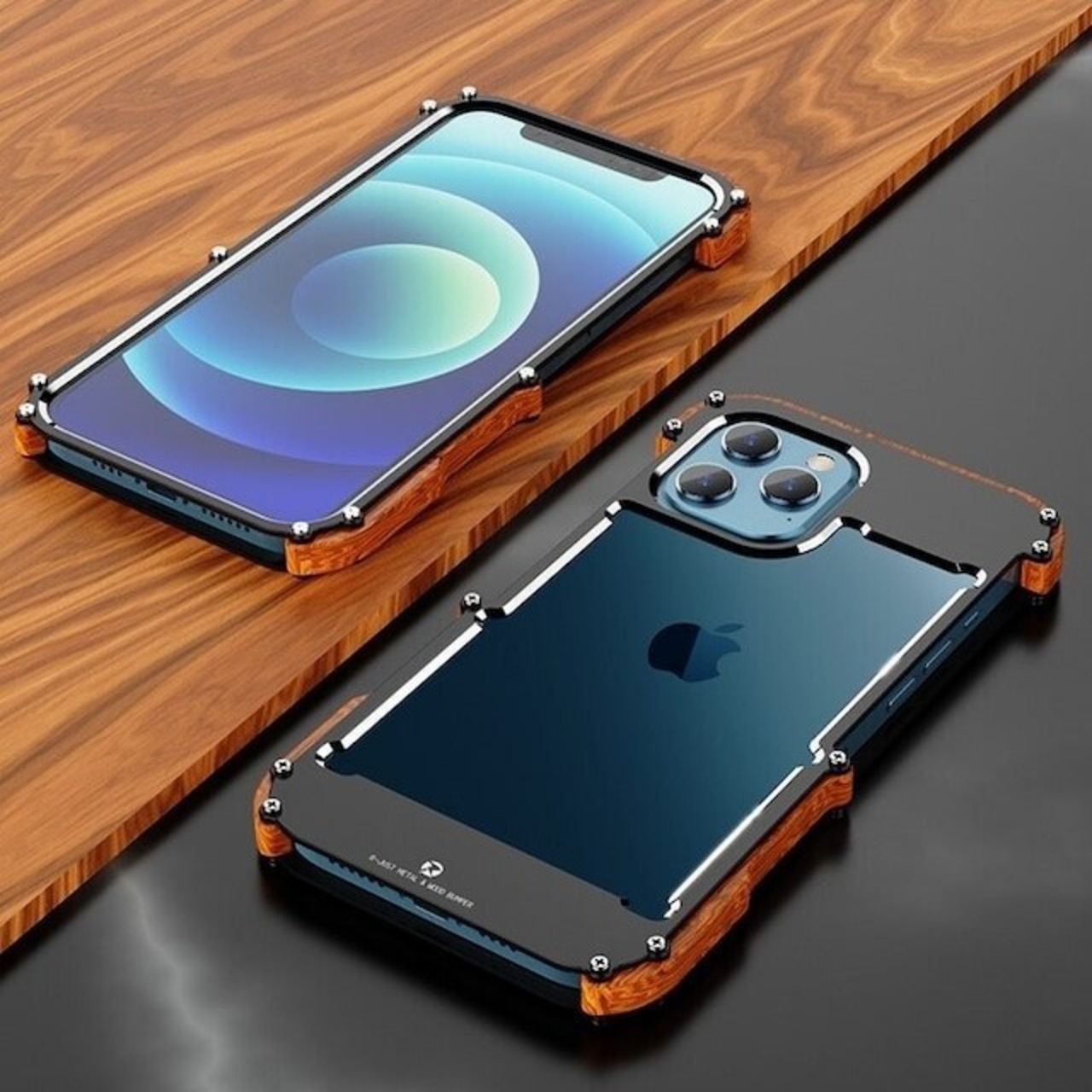 ◆iPhone 16/15/14/13/Pro/Pro Max/Plus◆ Aluminum & Wood Phone Bumper Case / アルミニウム ＆ ウッド フォン バンパー スマホケース