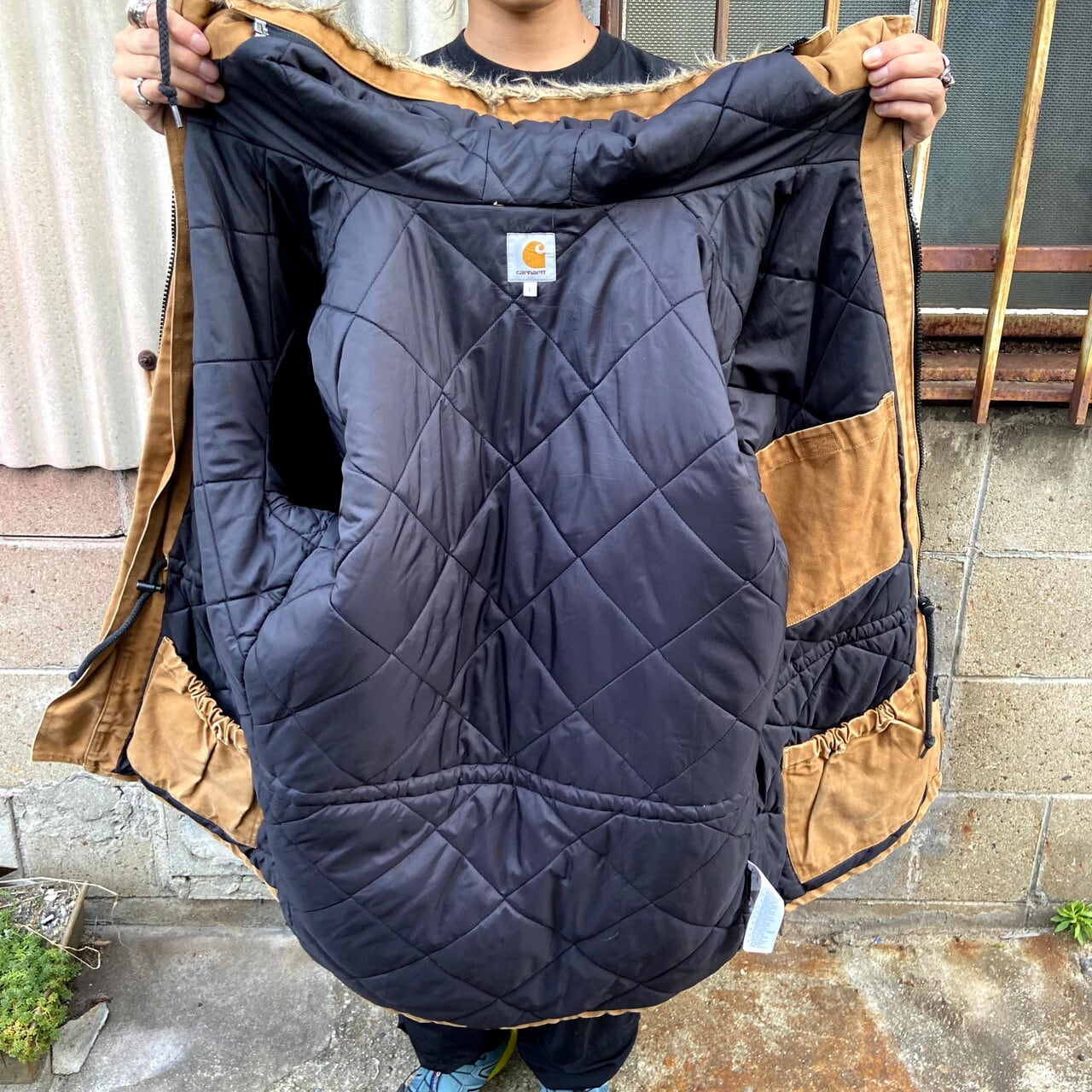 カーハート carhartt】シベリアンコート ファー付きジャケット XL 黒-