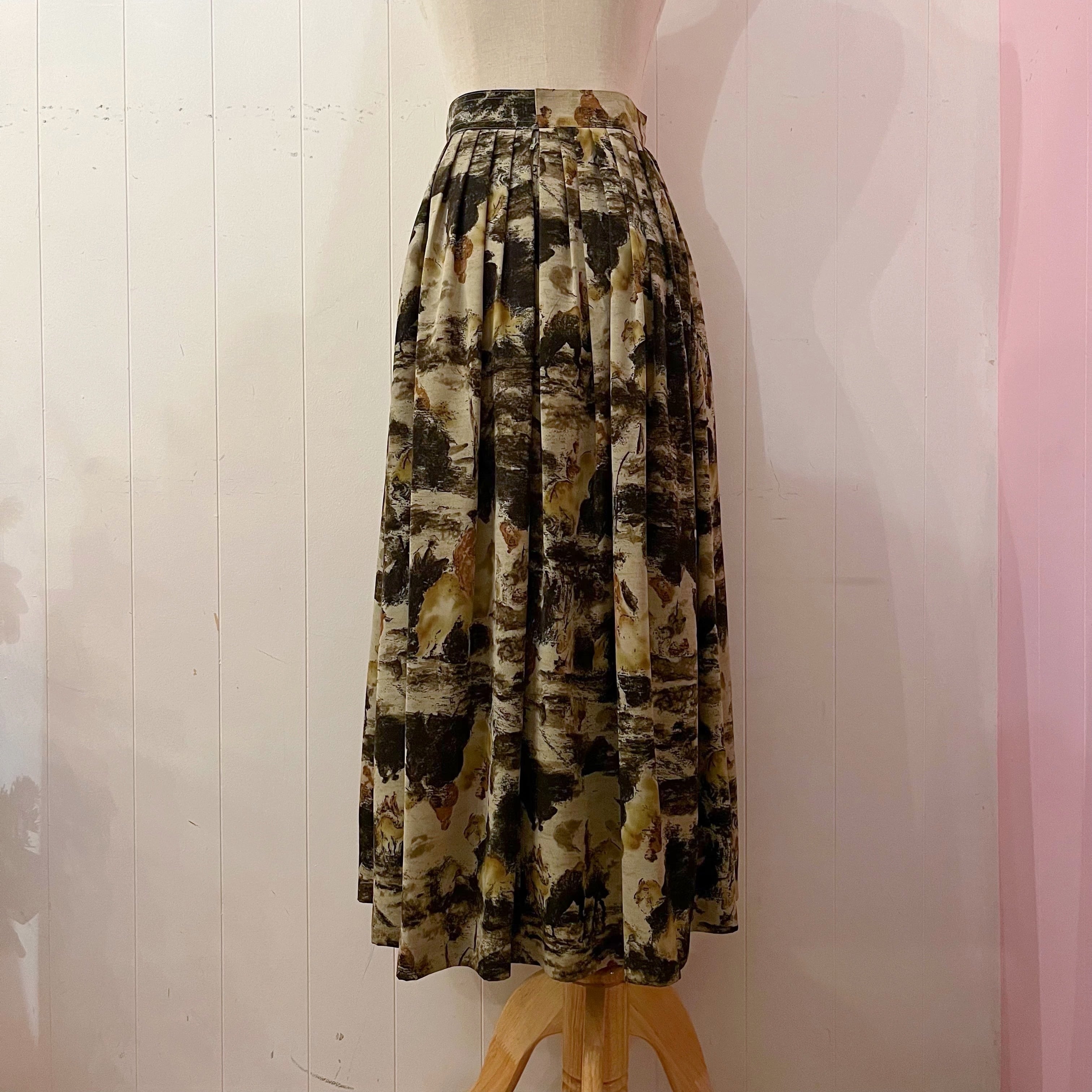 watercolour paint gather flare skirt