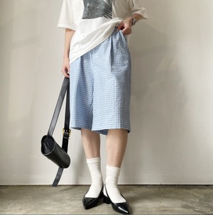 ナンバーミーTOKYO"CHECK HALF PANTS"BLUE