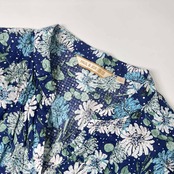 UNIQLO × PAUL & JOE ユニクロ ポールアンドジョー スキッパー ボタン 花柄 五文袖 ワンピース L/ブルー系 レディース