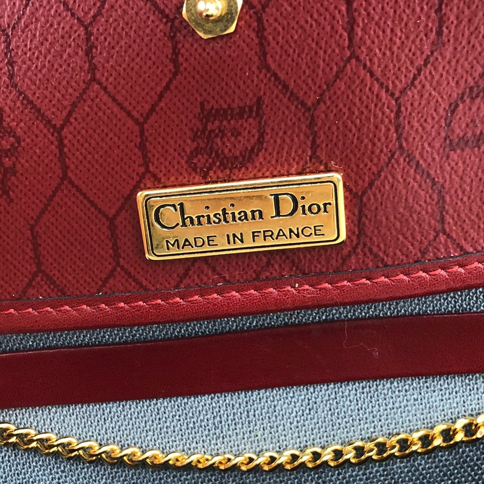 Christian Dior ヴィンテージ　チェーンバッグ　赤 Christian Dior クリスチャン ディオール ハニカム ショルダーバッグ