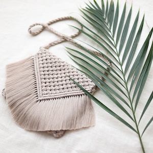 Macrame V Fringe Shoulder Bag